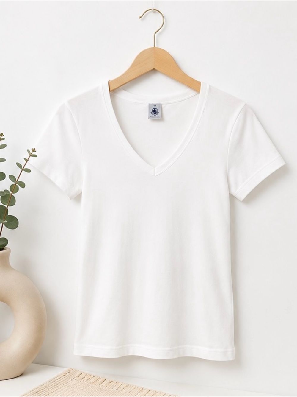 Petit Bateau White V-Neck Tee